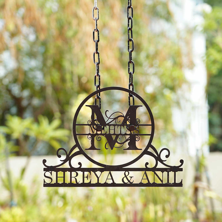 Personalized Ornate Weatherproof Name Plate with Monogram