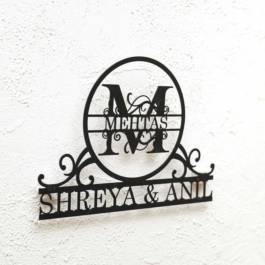 Personalized Ornate Weatherproof Name Plate with Monogram