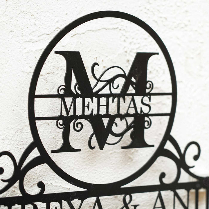 Personalized Ornate Weatherproof Name Plate with Monogram