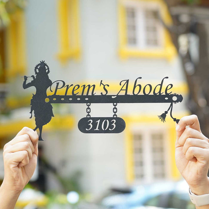 Personalized Krishna Weatherproof Name Plate with House Number