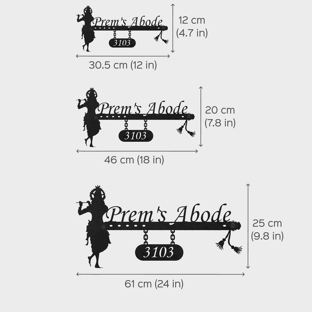 Personalized Krishna Weatherproof Name Plate with House Number