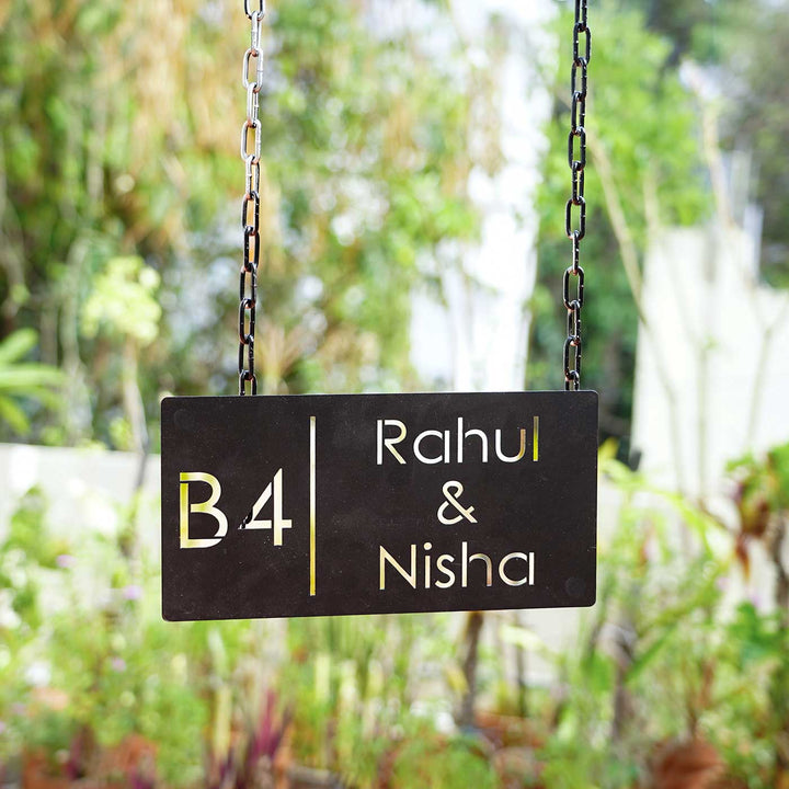 Personalized Minimal Rectangle Weatherproof Name Plate with House Number