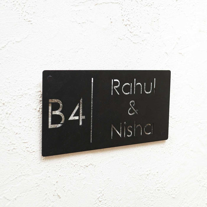 Personalized Minimal Rectangle Weatherproof Name Plate with House Number