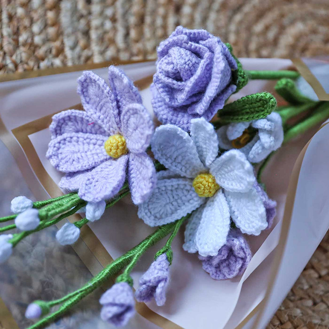 lavender flower in bengali Buy Handmade Crochet Lavender Cosmos & Rose Flower Bouquet Online On Zwende