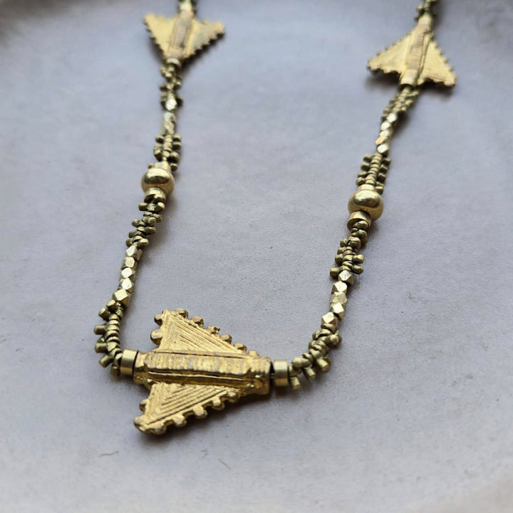 Handmade Lavania Beads Brass Necklace