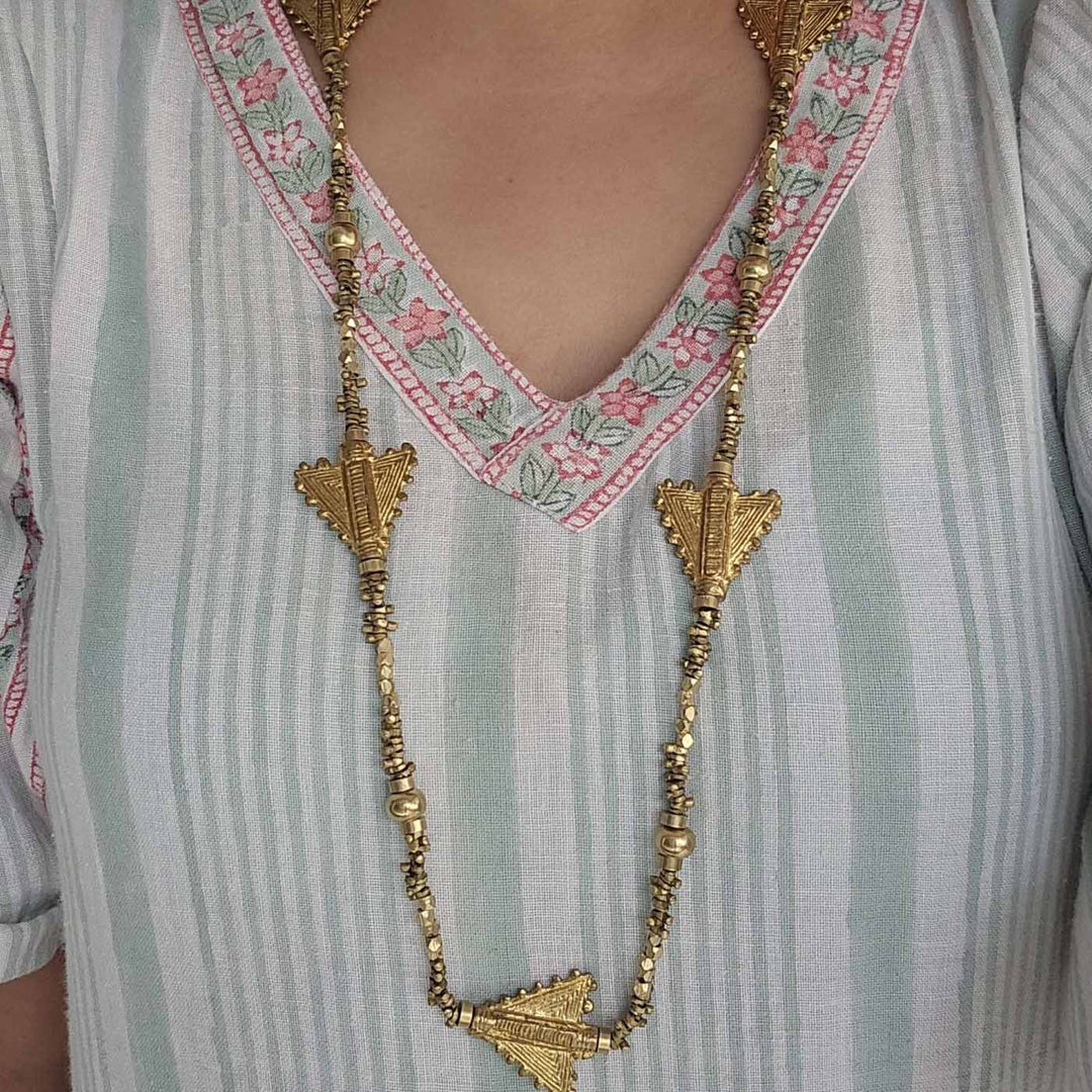 Handmade Lavania Beads Brass Necklace