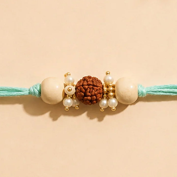 Handmade Rudraksh Sacred Rakhi With Roli Chawal For Bhaiya