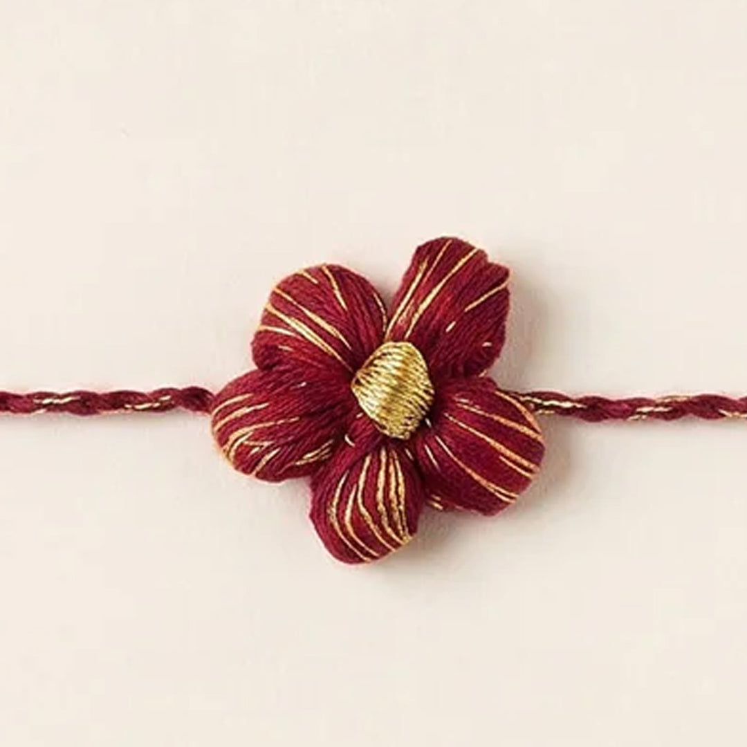 Handmade Crochet Flower Rakhi With Roli Chawal For Bhaiya