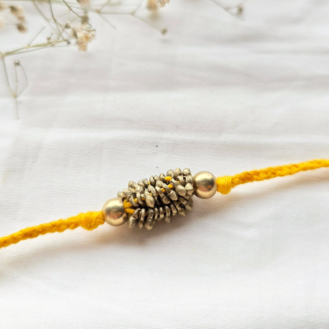 Beaded Zarna Brass Beads Rakhi With Roli Chawal For Brother