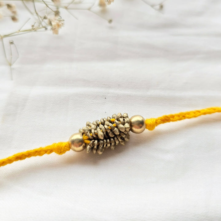 Beaded Zarna Brass Beads Rakhi With Roli Chawal For Brother