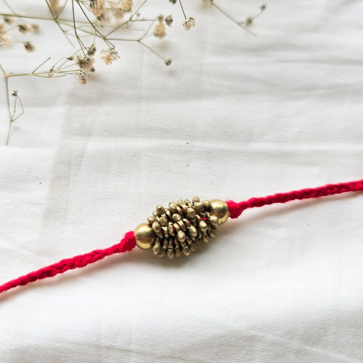 Beaded Zarna Brass Beads Rakhi With Roli Chawal For Brother