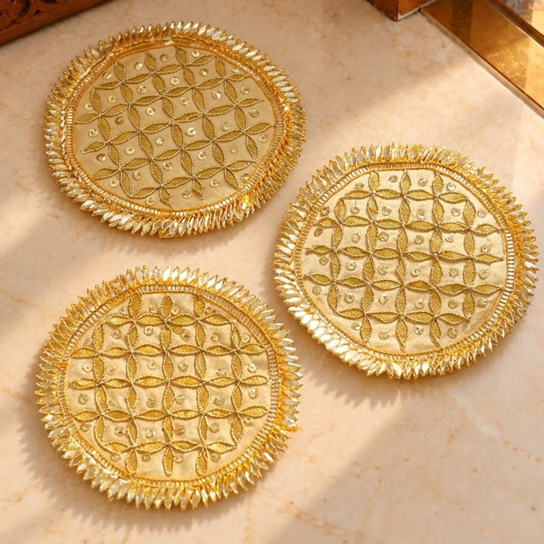 5.1 Inch | Handmade Swarn Gota Patti Gold Jaal Rangoli for Festive Decor