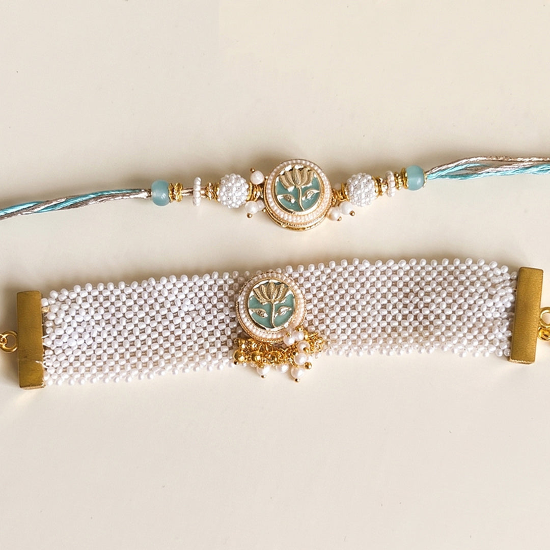 Pastel Moti Bhaiya Bhabhi Rakhi Set With Roli Chawal | Set of 2