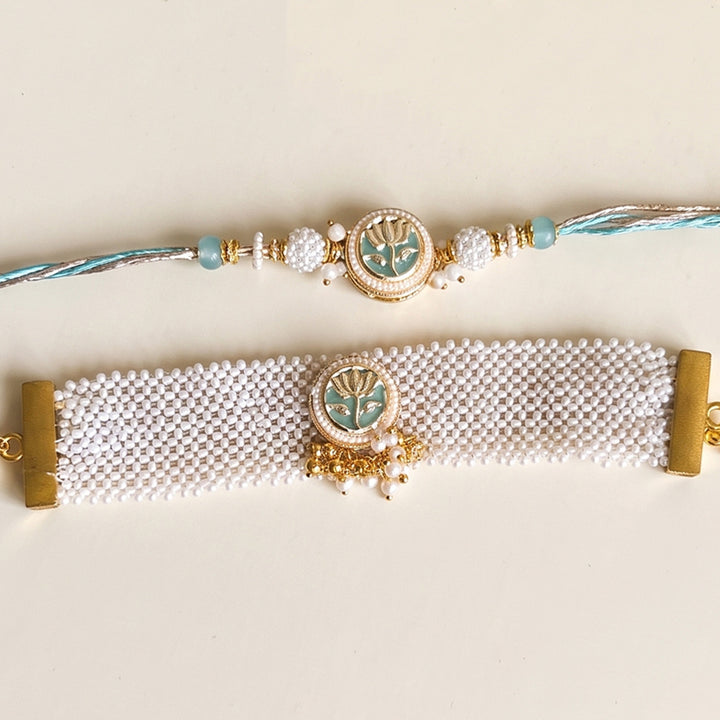 Pastel Moti Bhaiya Bhabhi Rakhi Set With Roli Chawal | Set of 2