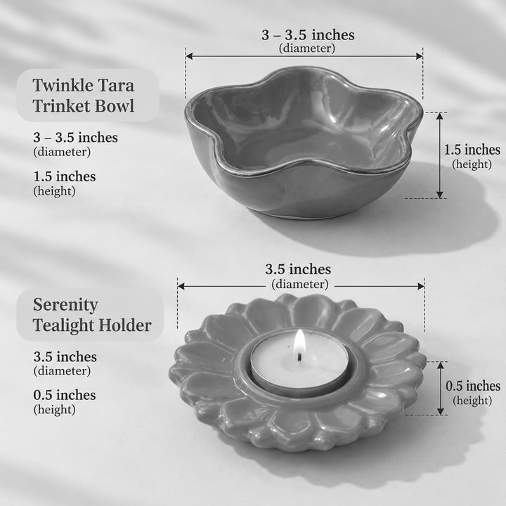 Handcrafted Ceramic Utsav Sparkle Diwali Gift Hamper With Tealight Holder, Trinket Bowl And Chocolates