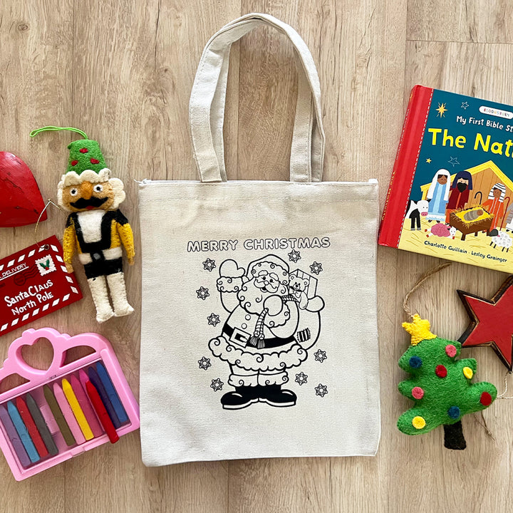 DIY Colour It Yourself Santa Claus Cotton Tote Bag