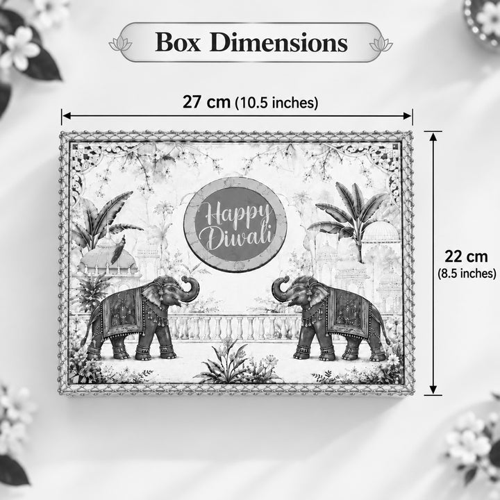 Pichwai Theme Lakshmi Paduka, Brass Diya & Mithai Diwali Gift Hamper