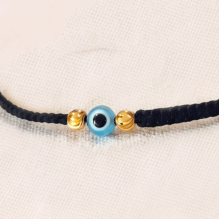 Evil Eye Gold Plated Sterling Silver Kids Nazariya Adjustable Thread Rakhi With Roli Chawal For Baby Brother