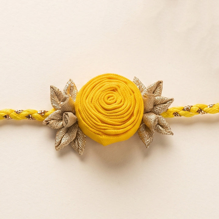 Handmade Rose Bloom Silk Fabric Rakhi For Brother With Roli Chawal