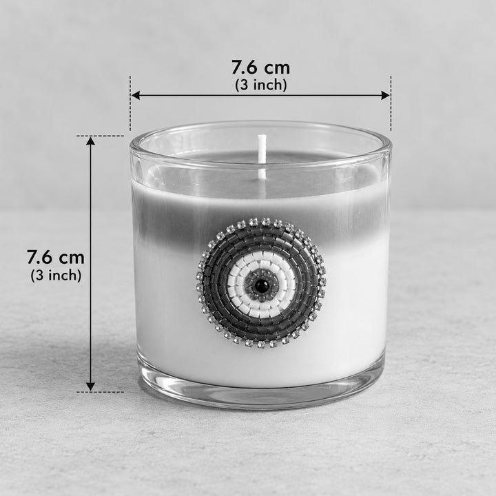 Nazar Halo Round Blue & White Evil Eye Scented Candle With Gift Box For Festive Decor