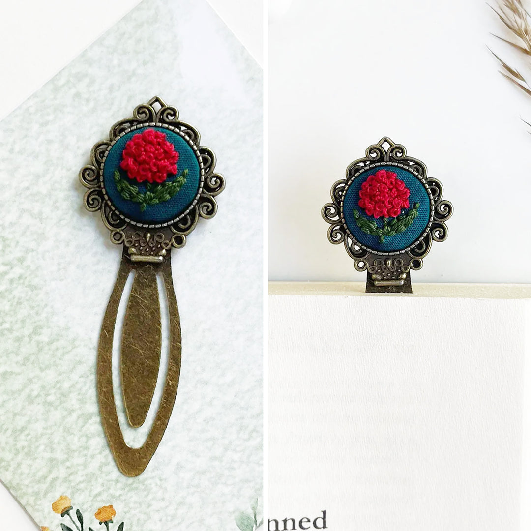 Hand Embroidered Petalmark Bronze Bookmark