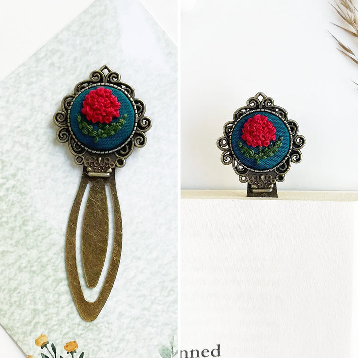 Hand Embroidered Petalmark Bronze Bookmark