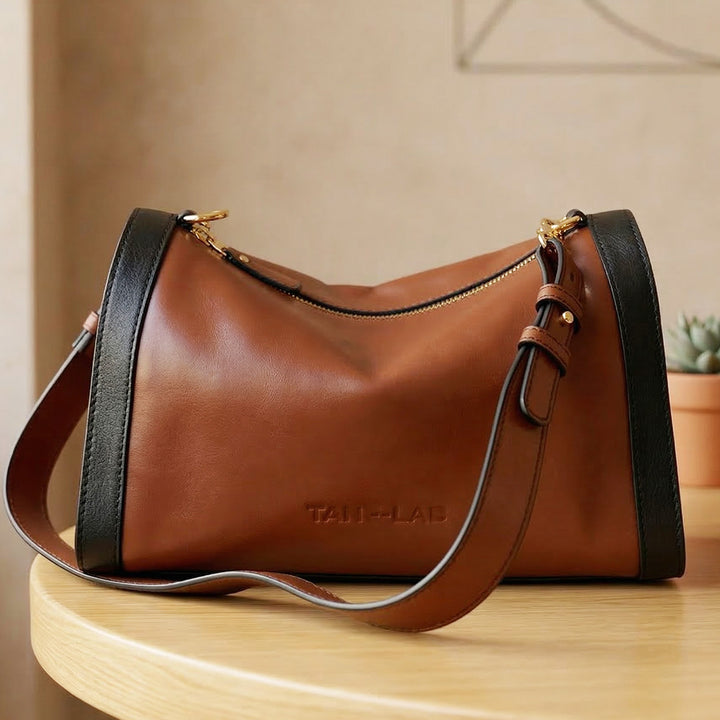 Personalized Brown Rachel Leather Shoulder Bag