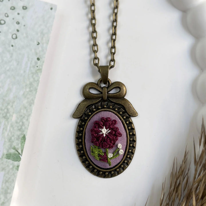 Hand Embroidered Wanderbloom Antique Finish Necklace
