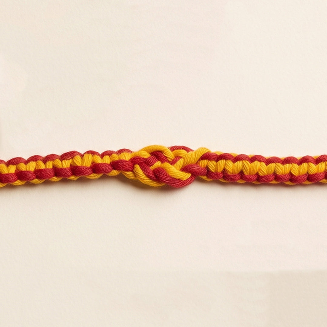 Plantable Anant Sutra Rakhi With Tulsi Seed Mud Ball, Roli-Chawal & Greeting Card For Brother