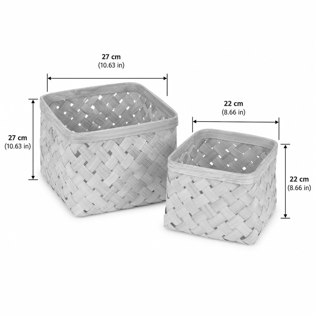 Set of 2 | "Aurea" Handwoven Bamboo Basket For Home Storage & Gifting