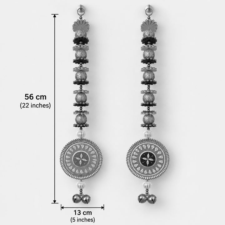 Handmade Colourful Reversible Round Gota Patti Flower Hanging With Zari & Pearl