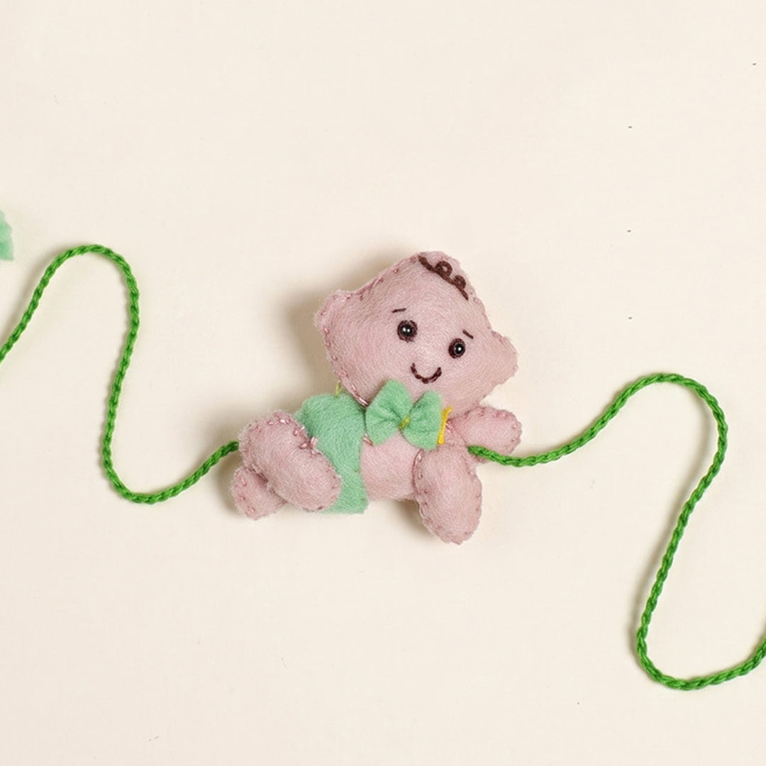 Hand Embroidered Crawling Baby Rakhi With Brooch Pin & Keychain For Baby Brother