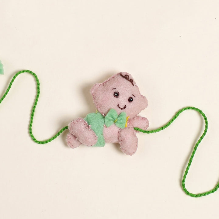 Hand Embroidered Crawling Baby Rakhi With Brooch Pin & Keychain For Baby Brother