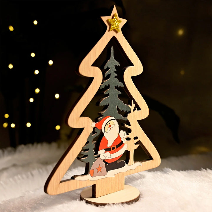 Laser Cut Santa & Xmas Tree Wooden Table Decor