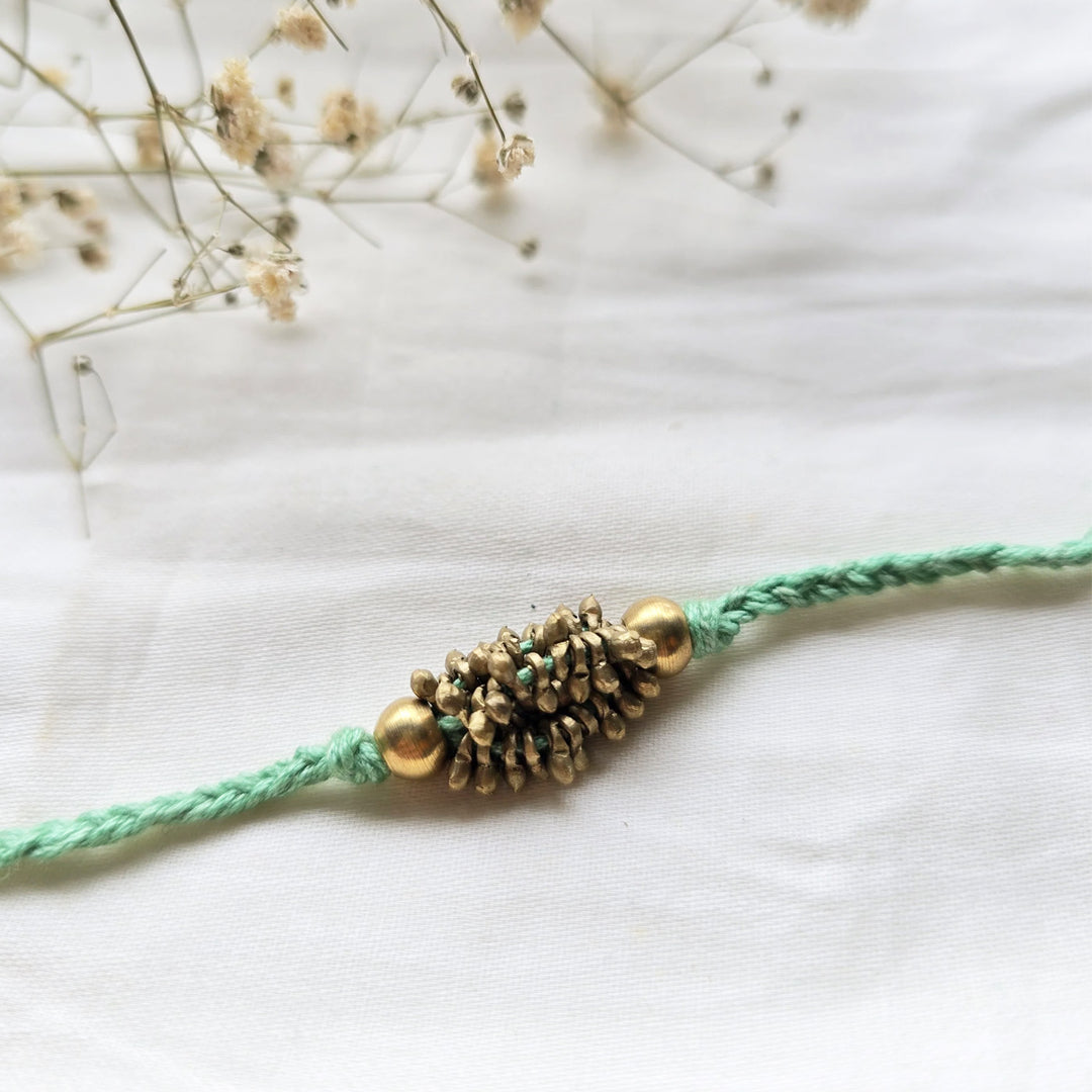 Beaded Zarna Brass Beads Rakhi With Roli Chawal For Brother