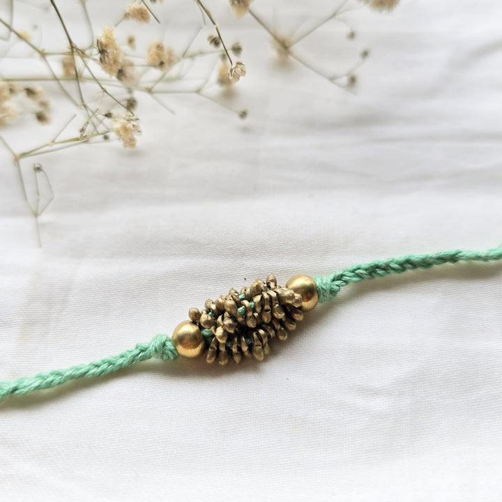 Beaded Zarna Brass Beads Rakhi With Roli Chawal For Brother