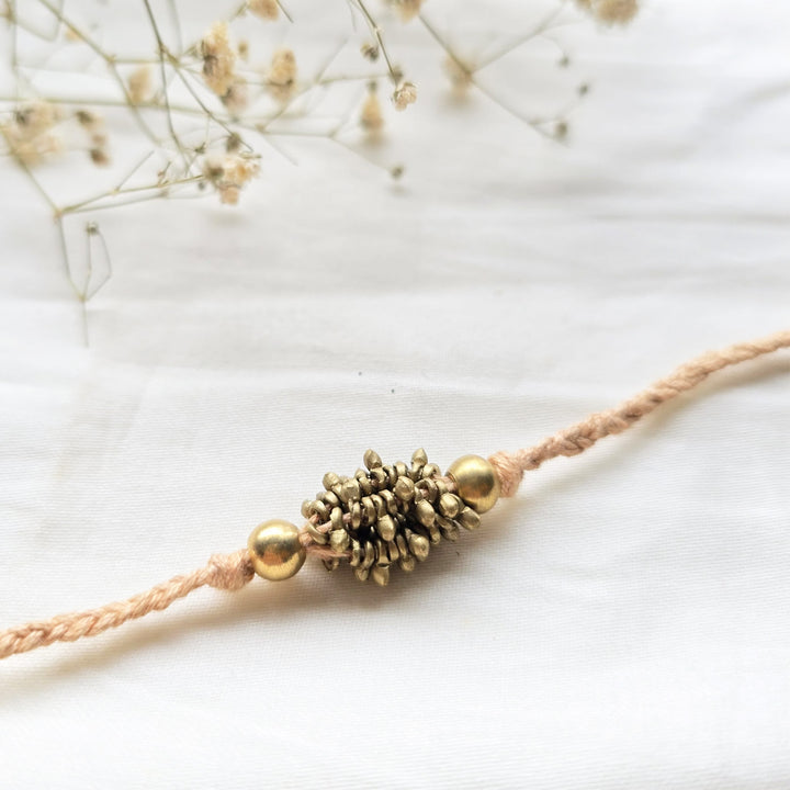 Beaded Zarna Brass Beads Rakhi With Roli Chawal For Brother