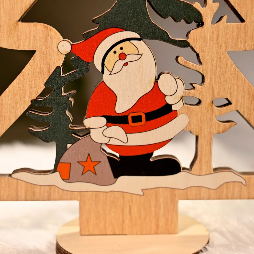 Laser Cut Santa & Xmas Tree Wooden Table Decor