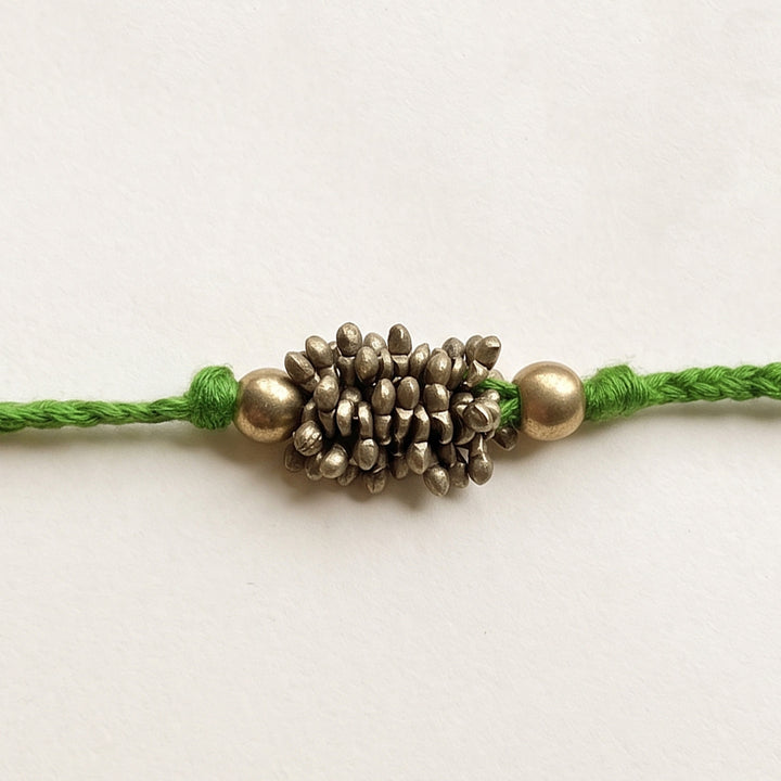 Beaded Zarna Brass Beads Rakhi With Roli Chawal For Brother