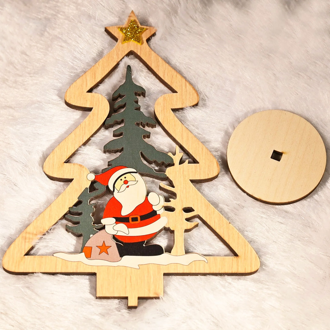 Laser Cut Santa & Xmas Tree Wooden Table Decor