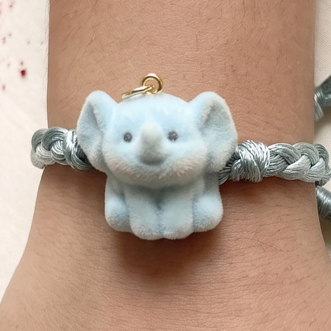 Handmade Elephant Charm Rakhi With Roli Chawal For Kids