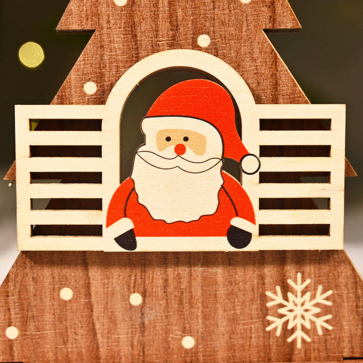 Laser Cut Xmas Tree & Santa Wooden Table Decor