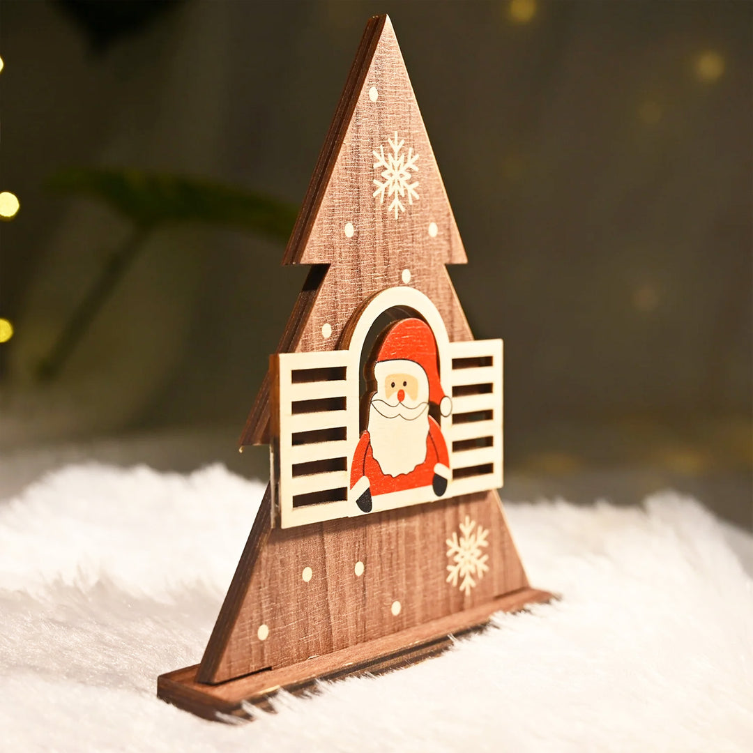 Laser Cut Xmas Tree & Santa Wooden Table Decor