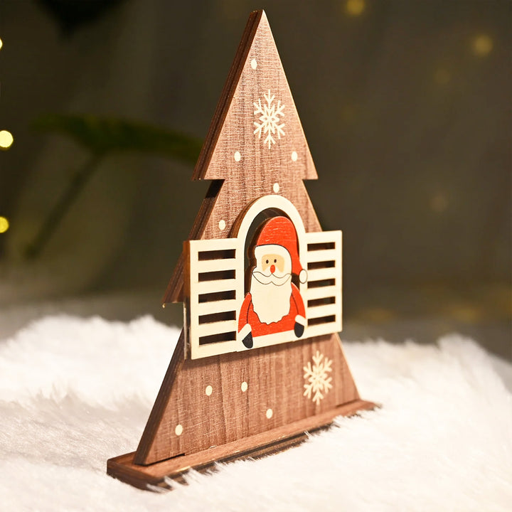 Laser Cut Xmas Tree & Santa Wooden Table Decor