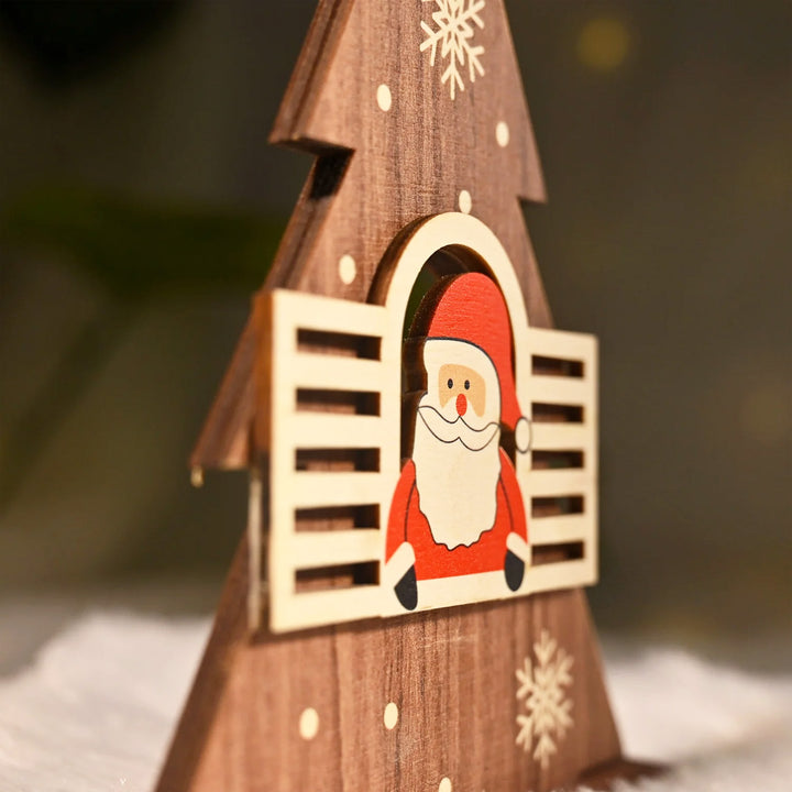 Laser Cut Xmas Tree & Santa Wooden Table Decor