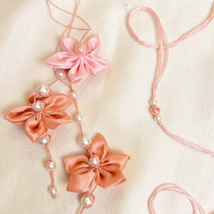 Handmade Madhu Mohini Flower Pearl Couple Rakhi Lumba Set With Roli Chawal For Bhaiya Bhabhi