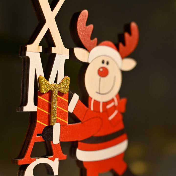 Laser Cut Santa Reindeer Wooden Table Decor
