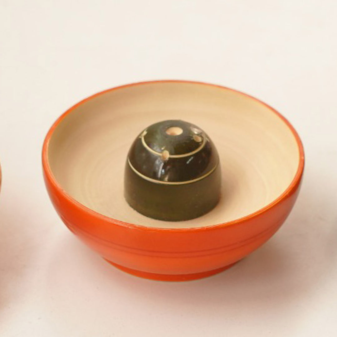 Etikoppaka Handcrafted Wooden Round Incense Stick Holder For Pooja Room Decor