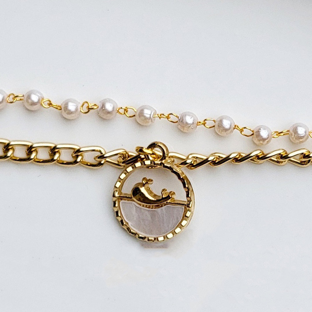 Handcrafted Dolphin Charm Rakhi Bracelet With Roli Chawal For Sister