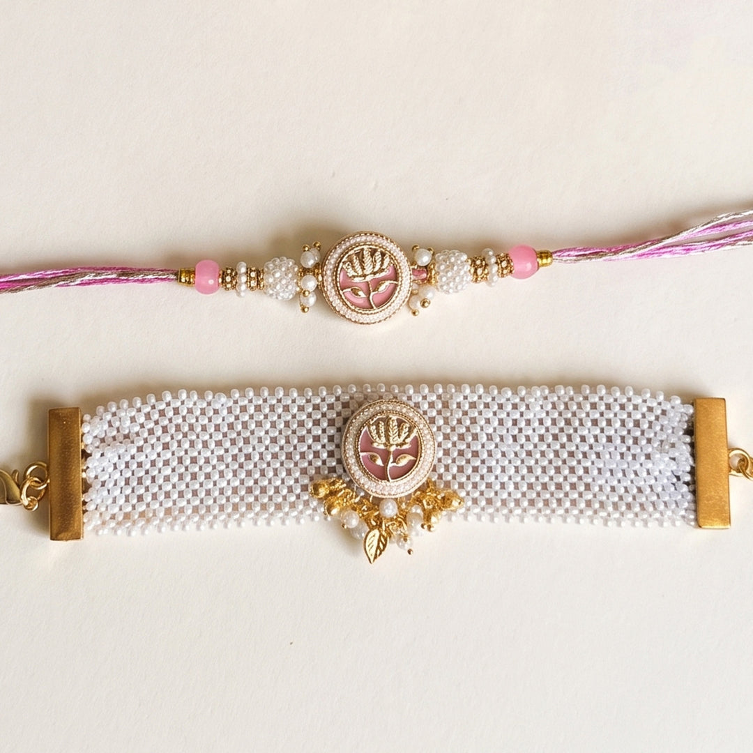 Pastel Moti Bhaiya Bhabhi Rakhi Set With Roli Chawal | Set of 2